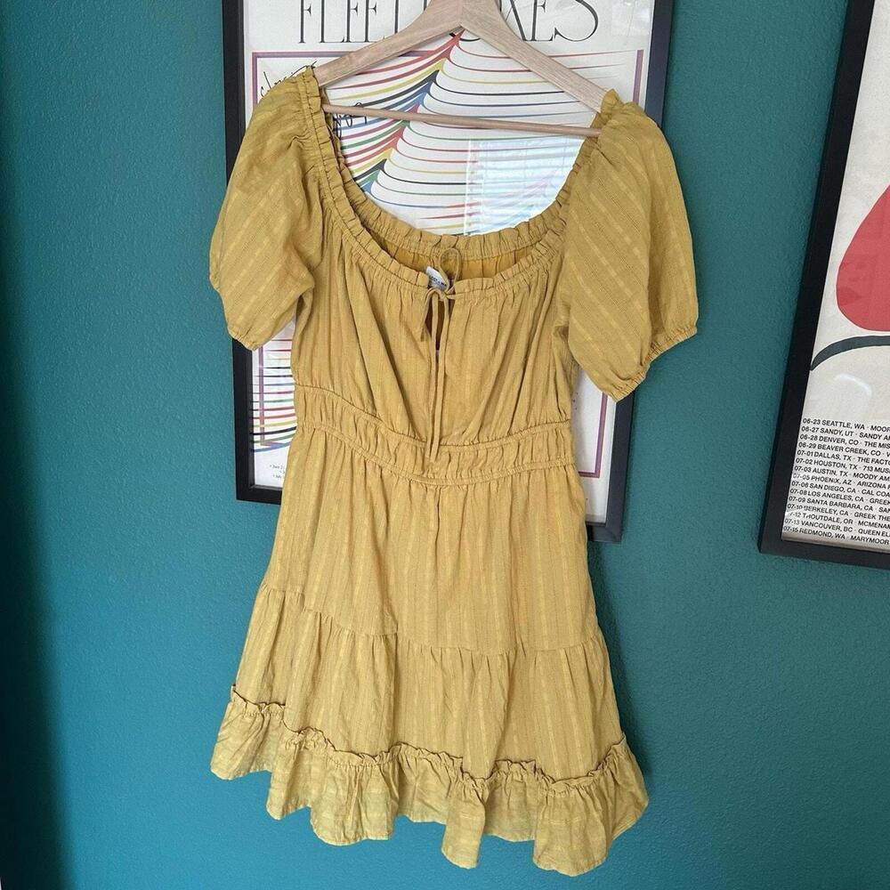 NWT Lost + Wander Honeycomb Yellow Summer Babydoll Dress Size M - Picture 2 of 5
